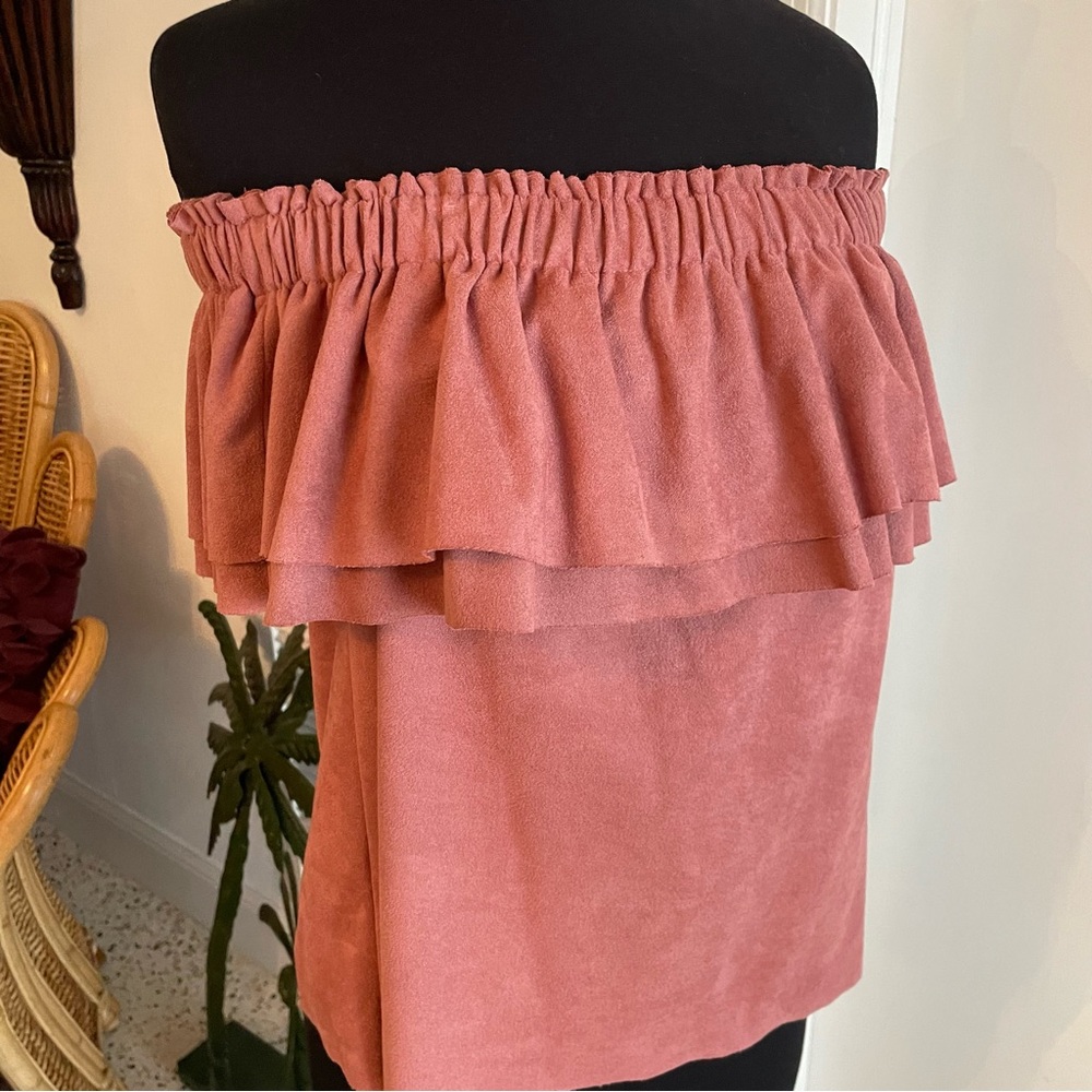 YOUNG FABULOUS & BROKE Suede like. Off shoulder Top! New like! Small